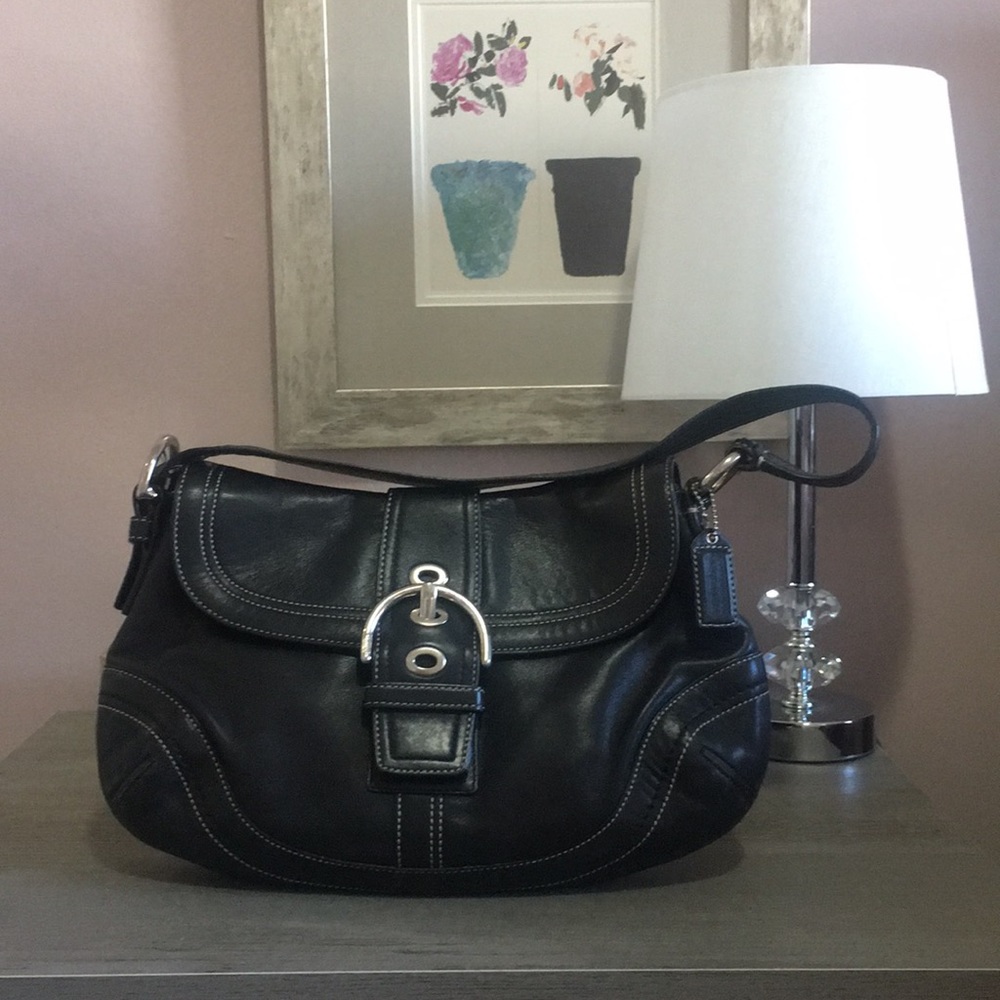 Coach Black Leather BoBo Handbag